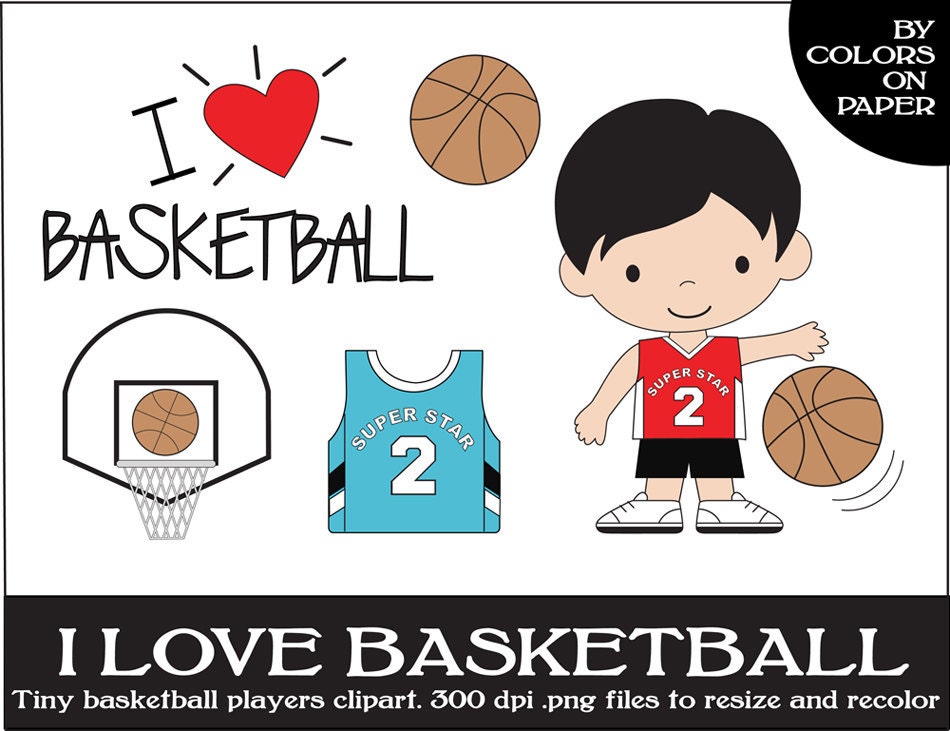 Little Basketball Players Digital Clipart with Uniforms | Etsy