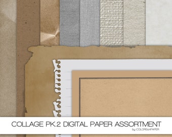 Digital Collage Sheets. Scrapbook Papers. Digital Textured Papers. Printable, Instant Download.