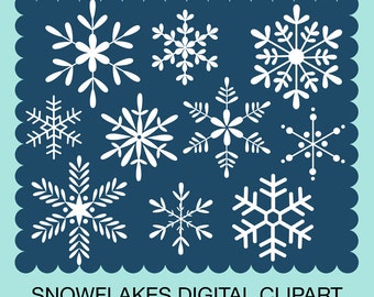 Christmas Digital Clipart. Snowflake Clip Art. Photoshop Brushes & Stamps. Instant Download. Personal and limited commercial use.