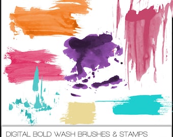 Bold Wash Digital Brushes & Stamps. Instant Download. Photoshop Brushes for Personal and Limited Commercial Use.