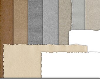 Grandes papeles digitales Kraft. 10 Papeles Texturizados. 7 Texturas 3 Bordes desgarrados. Scrapbooking digital. Uso comercial personal y limitado.