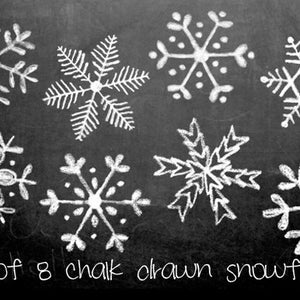 Chalkboard Hand Drawn Snowflakes Clipart, Photoshop Brushes and Stamps ...