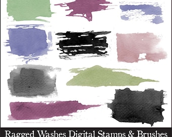 Photoshop Wash Brushes /Stamps and Clipart. Digital Stamps. Digital Brushes. Png Files. Digital Clipart.