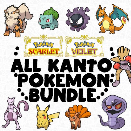 All Kanto 99 Non-Shiny Pokemon Bundle New Gen 1 Mons Pokedex Scarlet Violet Pokémon Red Blue Yellow Pokédex Kantonian Region Dex Mewtwo SV