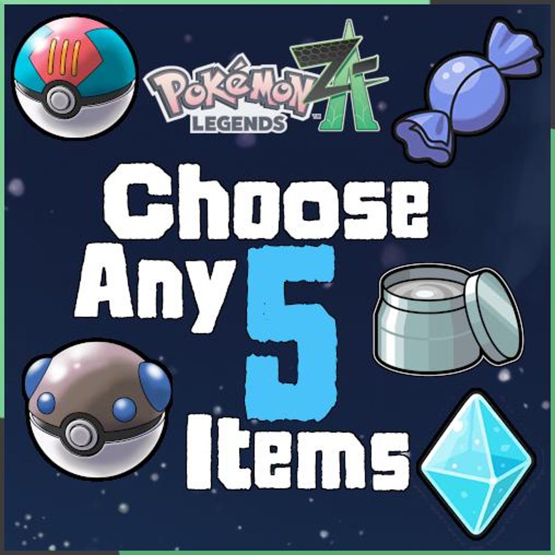 Choose Any 5 Items Pokémon Legends Z-A Ball Exp. Candies Nugget Item ...