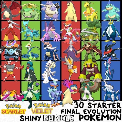 30 Shiny Final Form Starter Evolution Pokemon Bundle All