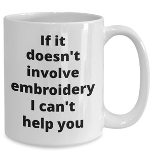 Taza de café de bordado divertida idea de regalo para bordador punto de cruz crewel punto de aguja