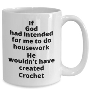 Crochet coffee mug funny gift idea for crocheter yarn lover