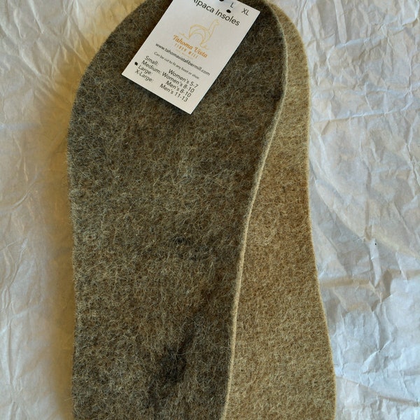 Natural Alpaca Insoles, Boot Liners, 80/20 Alpaca Wool Blend, Needle Felted on 100% Cotton Fabric