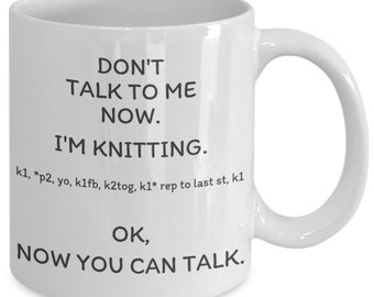 Don't talk to me now knitting mug