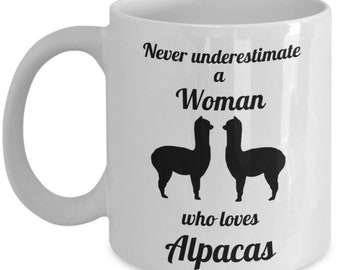 Alpaca Lover Mug: onderschat nooit een vrouw die van alpaca's houdt