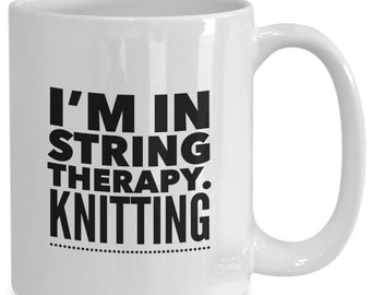 Knitting Theme Coffee Cup, Funny Mug Gift Idea for Knitter