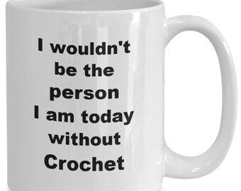 Crochet coffee mug funny gift idea for crocheter yarn lover