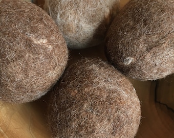 Large Dryer Balls, 100% Alpaca, set of 4, natural, renewable, sustainable, replaces dryer sheets or fabric softeners, green laundry solution