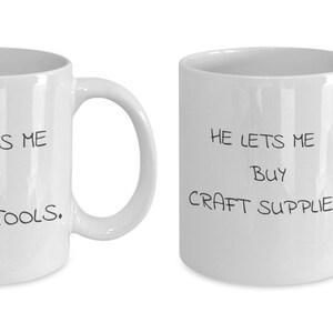 Power tools and craft supplies couples mug set