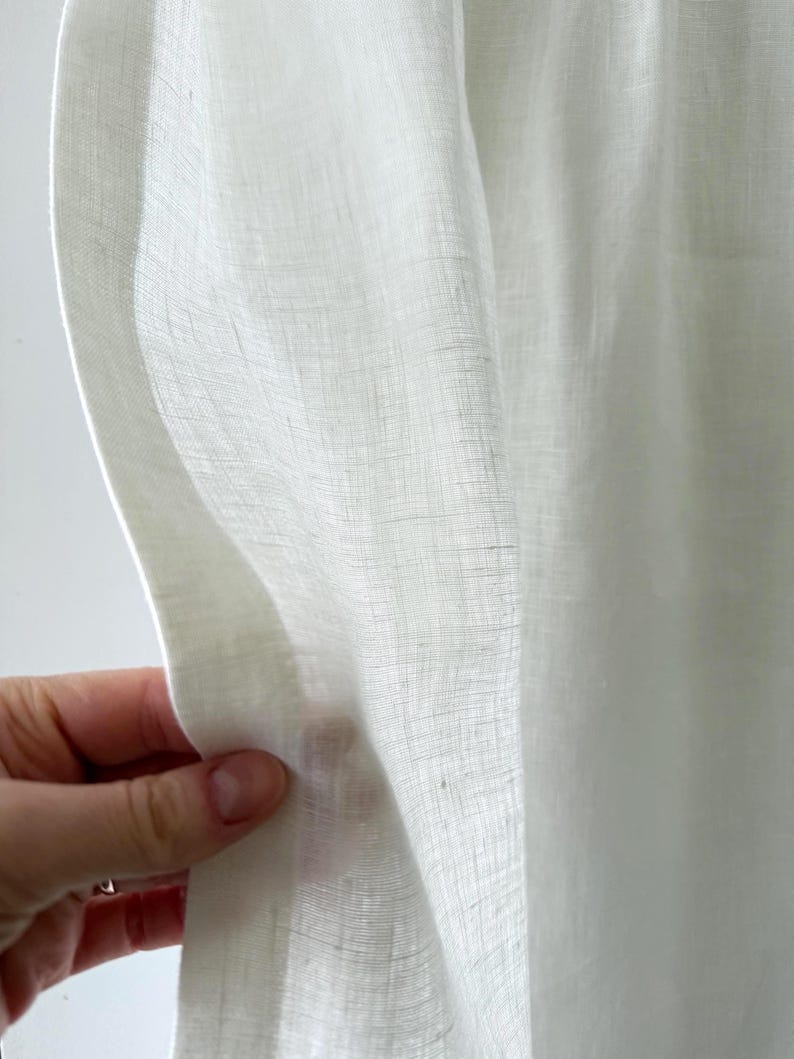 Linen Cafe Curtains, White Rod Pocket Panel, Sheer Linen Window Curtains, Custom Kitchen Curtain image 3