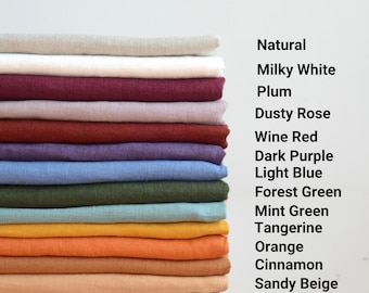Washed linen fabric by yard , natural soft linen flax fabrics for curtains sewing , organic linen fabrics , pure linen fabrics for diy