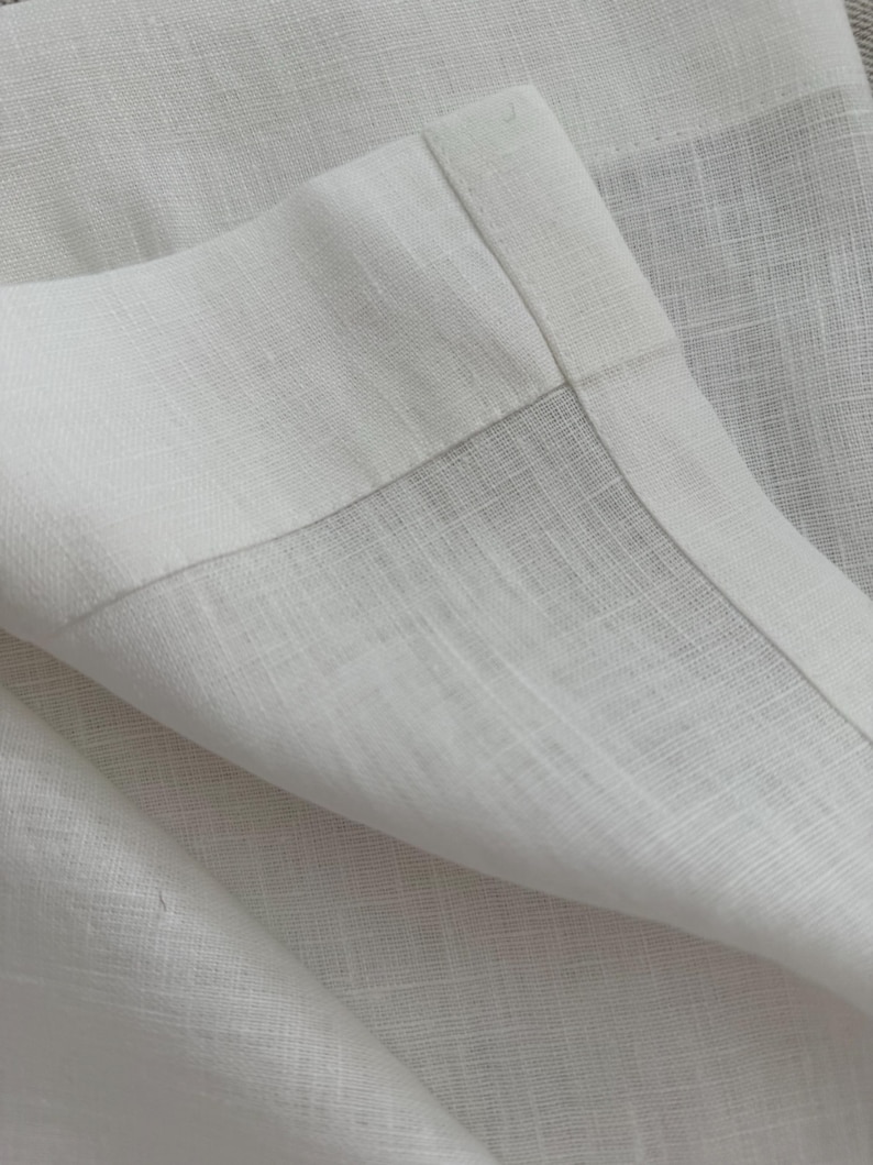 Linen Cafe Curtains, White Rod Pocket Panel, Sheer Linen Window Curtains, Custom Kitchen Curtain image 7