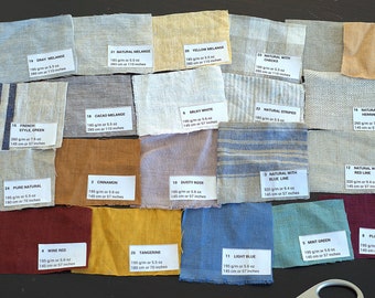 Monsterset linnenstof - 20+ gewassen en verzachte stalen linnen zwaar vlas - biologisch, structuur, natuurlijk ongeverfd - bekleding, naaiwerk