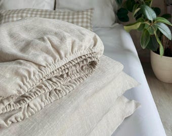 Linen Bedding Set – Stonewashed Flax Duvet Cover, Organic Linen Bedding, Queen King Sizes Linen Sheets