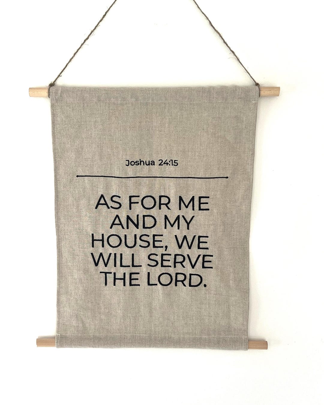 Linen Wall Hanging Bible Verse – Hand Embroidered Scripture Banner ...