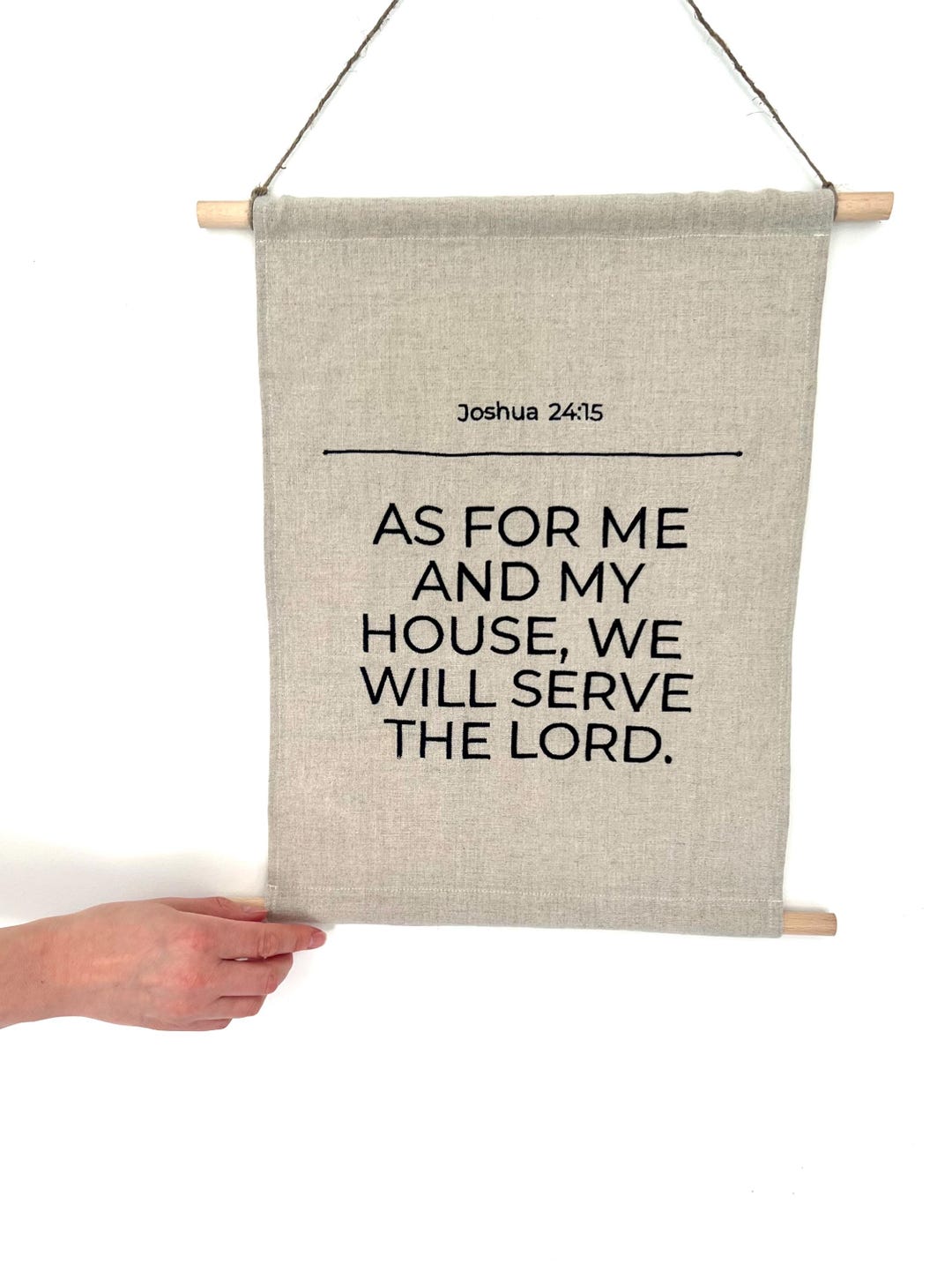 Bible Verse Wall Hanging – Rustic Christian Linen Banner – Handmade ...