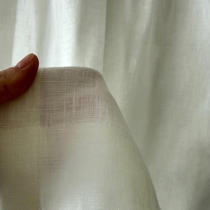 Linen Cafe Curtains, White Rod Pocket Panel, Sheer Linen Window Curtains, Custom Kitchen Curtain image 5