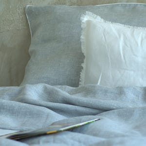 Linen Sheet Set – Natural Washed Flax Bedding, Fitted & Flat Sheet with 2 Pillowcases, Organic Custom Linen Sheets, Queen King Sizes