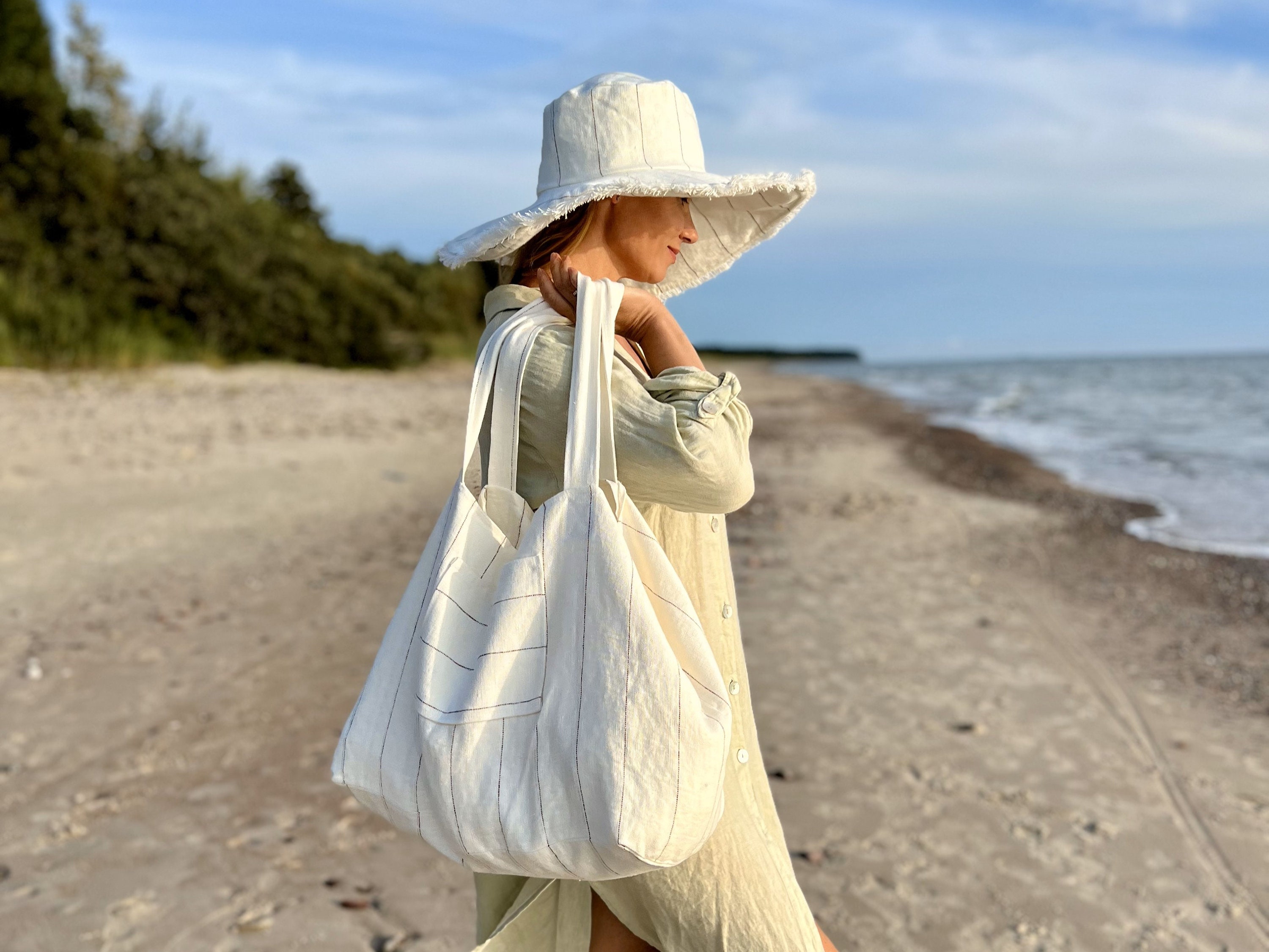 Linen Purse Linen Bag , Oversized White Women Linen Beach Bag Summer Tote Bag ...