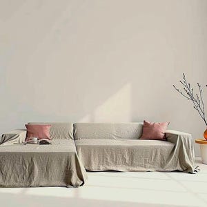 Leinen Couch Bezug für Ecksofa oder Zweiersofa - Benutzerdefinierte Flachs Sofa Bezug für Ecksofa oder Zweiersofa - Natürlicher Leinen Sofa Schutz