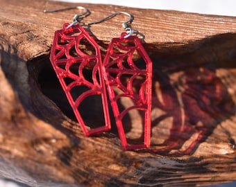 Spider web coffin / Acrylic earrings / Gothic Earrings