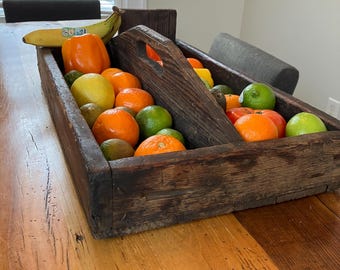Early 20th‑Century Handmade Wooden Workshop Caddy — Rustic Farmhouse Storage