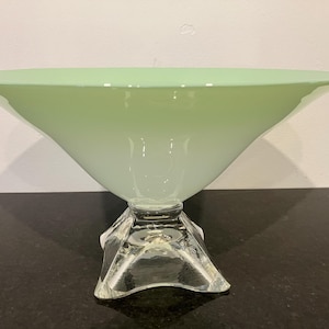 Vintage Wilsea O&#39;Brian Studio Glass Pedestal Bowl