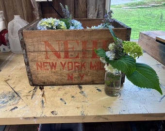 Vintage NEHI Wooden Soda Crate • 1930s–1950s New York Mills NY • Rustic Beverage Crate