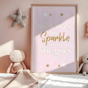 Sparkle Girl&#39;s Room Decor: Pink Stars Glitter Print (Digital Download)