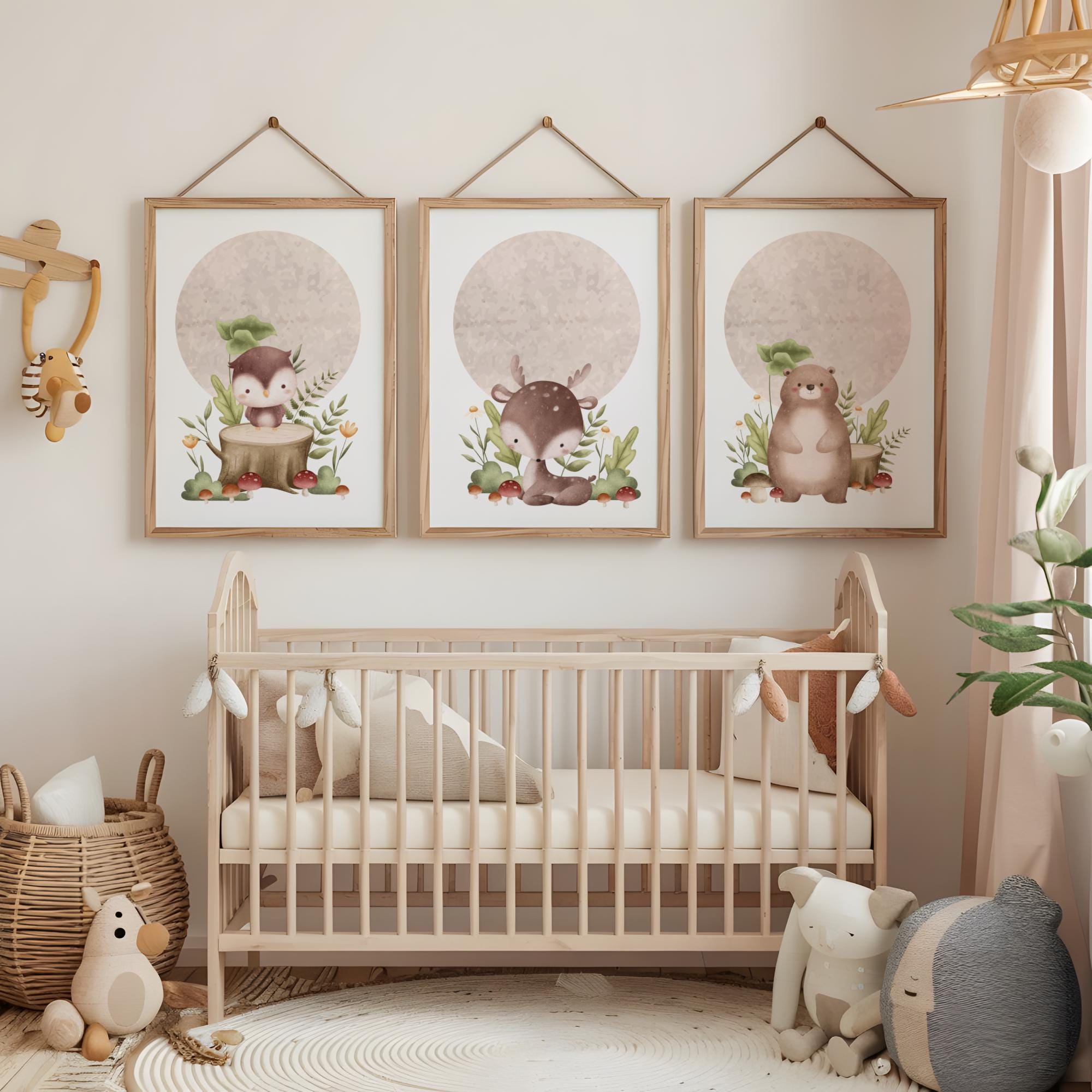 Woodland Animal Prints Set of 3, Printable Wall Art, Woodland Nursery ...