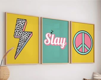 Arte mural para adolescentes, decoración moderna para dormitorios, pósteres de dopamina para preadolescentes o adolescentes, juego de 3 impresiones, descarga digital