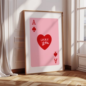 Ace of Spades Wall Art Printable, Lucky You Playing Card Print, Preppy Dorm Decor, Aesthetic Casino Poster, Card Player Gift, Download