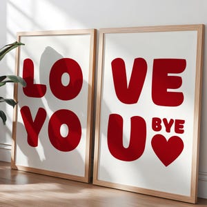 Love You Bye Print, Hallway Decor, Typography Poster, Hallway Sign, Trendy Printable Wall Art, Housewarming Gift, Home Decor, Download