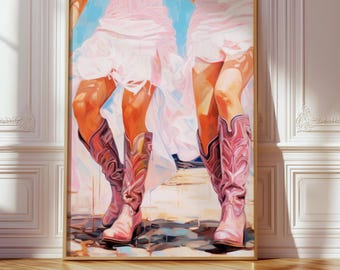 Coastal Cowgirl Wall Art Printable, Preppy Cowgirl Decor,  Pink Rodeo Poster, Trendy Dorm Room Art