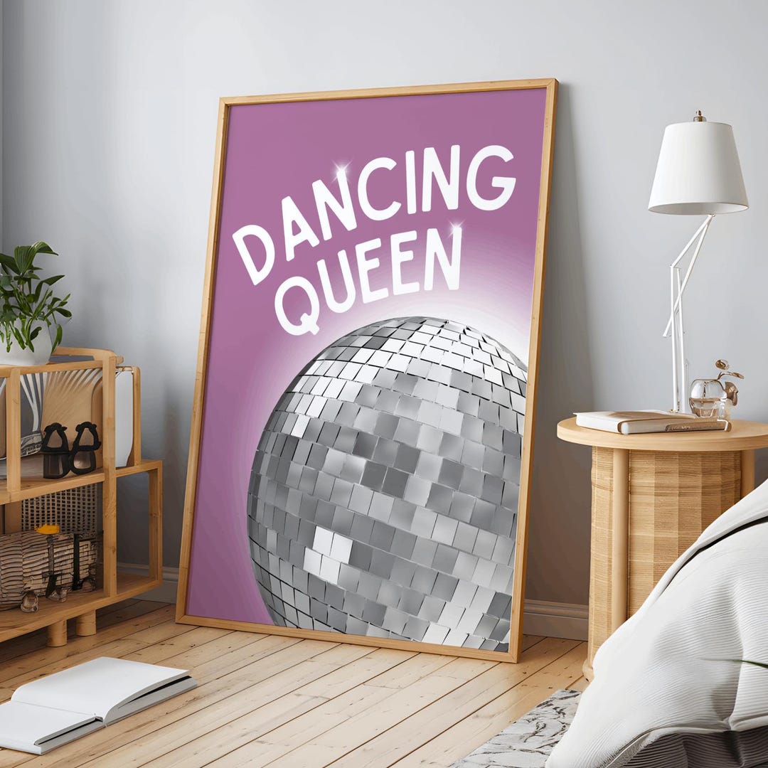 Dancing Queen Print, Disco Ball Wall Art, Music Lover Gift, Digital ...