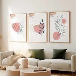Boho Abstract Wall Art Set of 3 Prints, Neutral Minimalist Line Art, Modern Aesthetic Decor for Bedroom Living Room, Printable Download