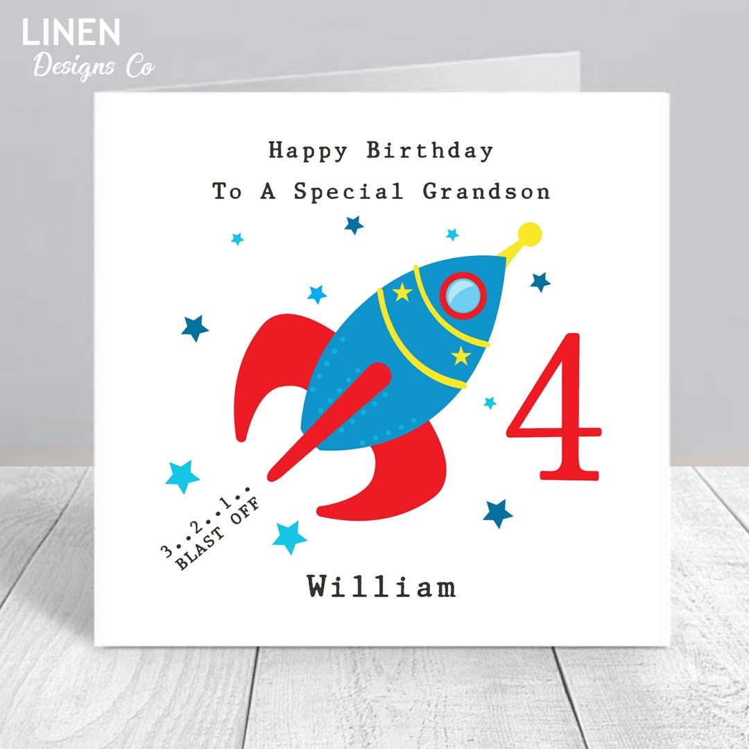 Personalized Grandson 5th Birthday Card