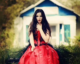 Mina Dracula One of a Kind Bustle Gown Halloween Gothic Wedding S
