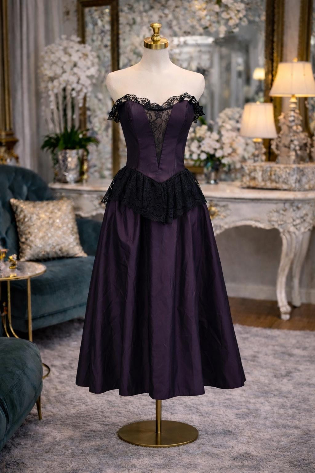 strapless open back dress Sparkly Lavender Tulle Prom Dress Black Girls Slay Ball Gown Puffy Prom  Dress #201222 main image 1