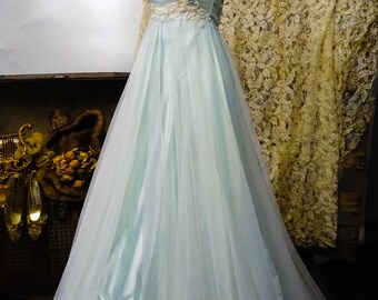 Vintage Downton Abbey Hollywood Glamour Gown Dress Princess Costume Stage Show XS
