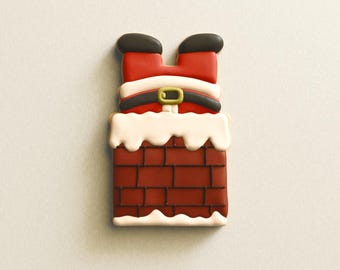 Cortador de galletas de Papá Noel en la chimenea / Cortadores de galletas navideñas / Artículos para hornear / Cortadores de fondant y arcilla navideños