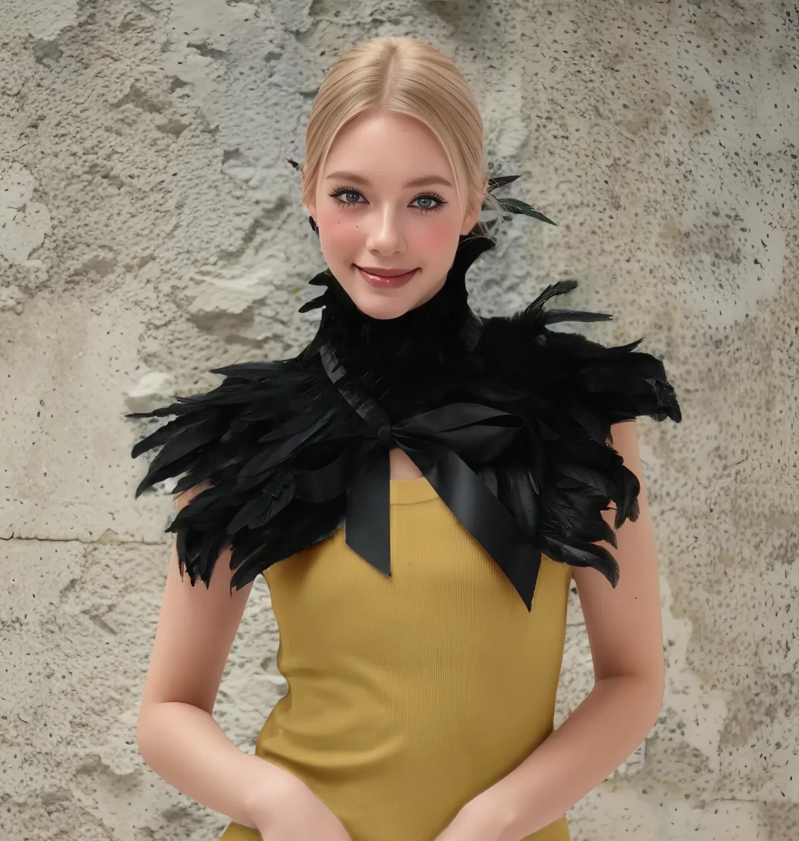 Feather Collar Dress Etsy