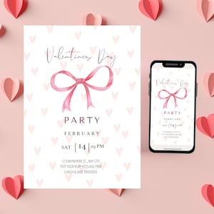 Valentinstag-Party-Einladung | Spaß & Festliche einladen | Bearbeitbare Vorlage | Freunde, Familie, Kinder, Büro, Schule Event