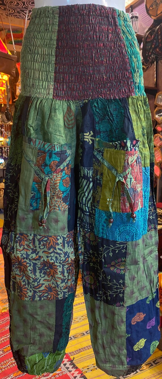 Patchwork Harem Pants with Pockets, Boho Hippie C… - image 4